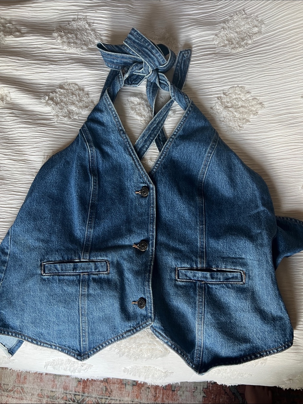 wild fable Dark Blue Denim Halter Vest
